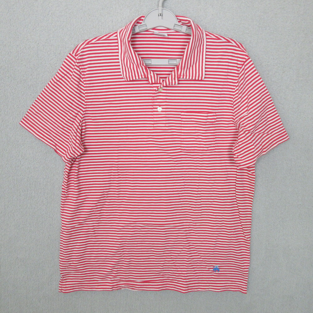 Brooks Brothers Polo Shirt Mens Large Red White Striped Embroidered Logo Preppy - Picture 1 of 7